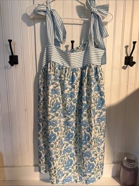 Blue Floral Tie-Shoulder Sundress